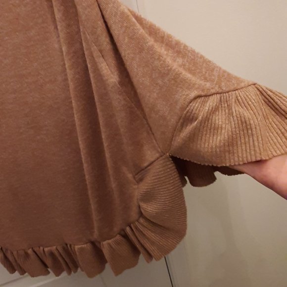 Signature Studio Sz L Tan/Lt Brown, soft, lightweight tunic sweater, long sleeve - Picture 3 of 11